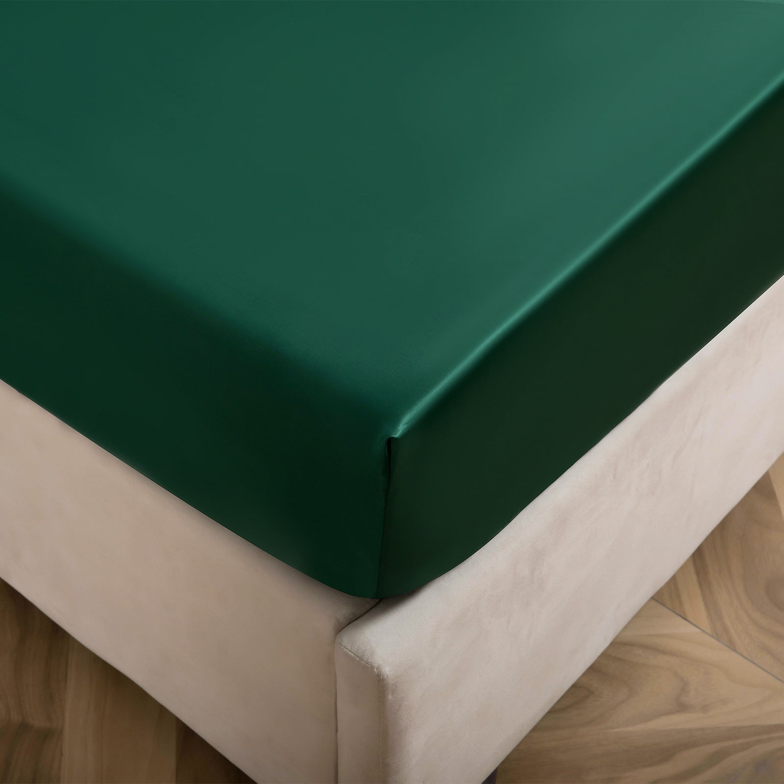 Solid Color Satin Imitation Silk Fitted Sheet - Calm Cloud Bedding